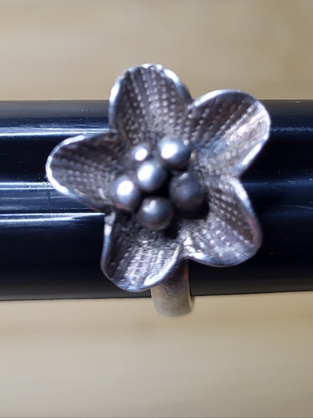 Vintage 925 Sterling Silver Flower Statement Ring - Elegant Floral Design Sz7